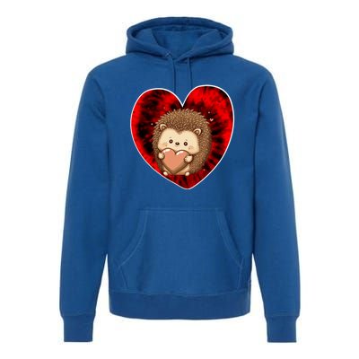 Funny Hedgehog Red Tie Dye Adults Heart Valentines Day Love Cool Gift Premium Hoodie