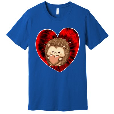 Funny Hedgehog Red Tie Dye Adults Heart Valentines Day Love Cool Gift Premium T-Shirt