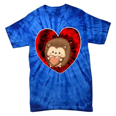 Funny Hedgehog Red Tie Dye Adults Heart Valentines Day Love Cool Gift Tie-Dye T-Shirt