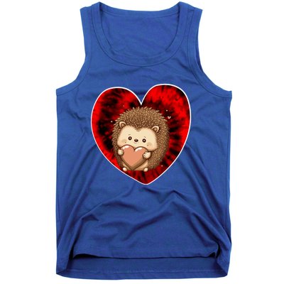 Funny Hedgehog Red Tie Dye Adults Heart Valentines Day Love Cool Gift Tank Top