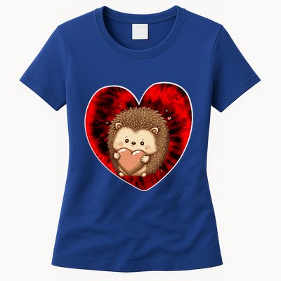 Funny Hedgehog Red Tie Dye Adults Heart Valentines Day Love Cool Gift Womens T-Shirt
