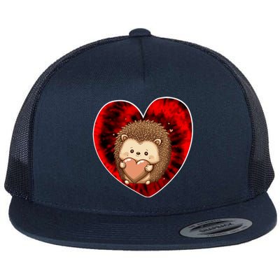 Funny Hedgehog Red Tie Dye Adults Heart Valentines Day Love Cool Gift Flat Bill Trucker Hat