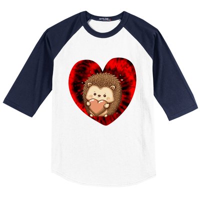 Funny Hedgehog Red Tie Dye Adults Heart Valentines Day Love Cool Gift Baseball Sleeve Shirt