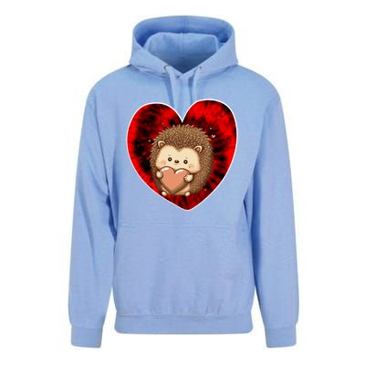 Funny Hedgehog Red Tie Dye Adults Heart Valentines Day Love Cool Gift Unisex Surf Hoodie