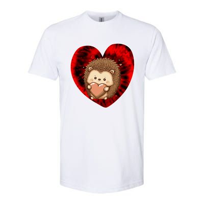 Funny Hedgehog Red Tie Dye Adults Heart Valentines Day Love Cool Gift Softstyle CVC T-Shirt