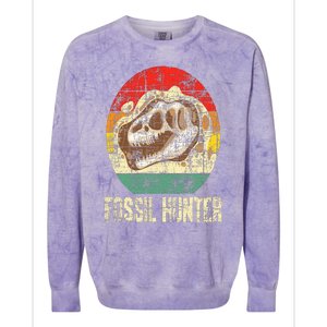 Fossil Hunter Retro Paleontologist Paleontology Colorblast Crewneck Sweatshirt