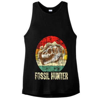 Fossil Hunter Retro Paleontologist Paleontology Ladies PosiCharge Tri-Blend Wicking Tank