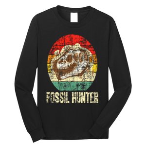 Fossil Hunter Retro Paleontologist Paleontology Long Sleeve Shirt