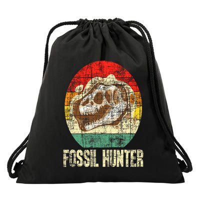 Fossil Hunter Retro Paleontologist Paleontology Drawstring Bag