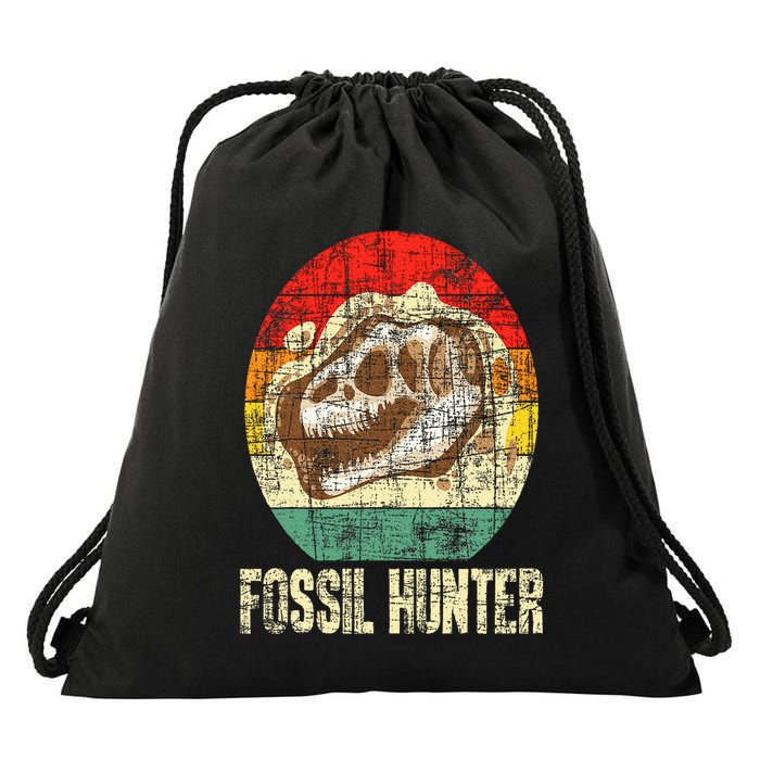 Fossil Hunter Retro Paleontologist Paleontology Drawstring Bag