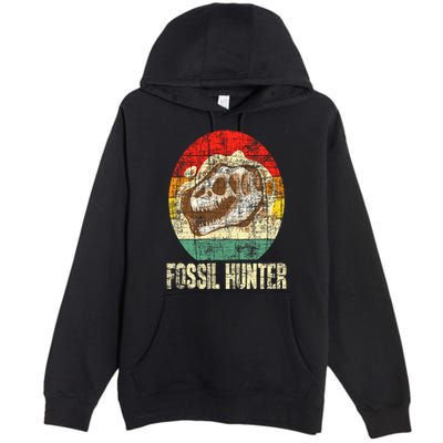 Fossil Hunter Retro Paleontologist Paleontology Premium Pullover Hoodie
