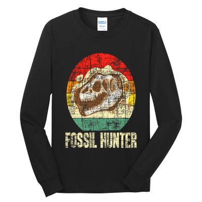 Fossil Hunter Retro Paleontologist Paleontology Tall Long Sleeve T-Shirt
