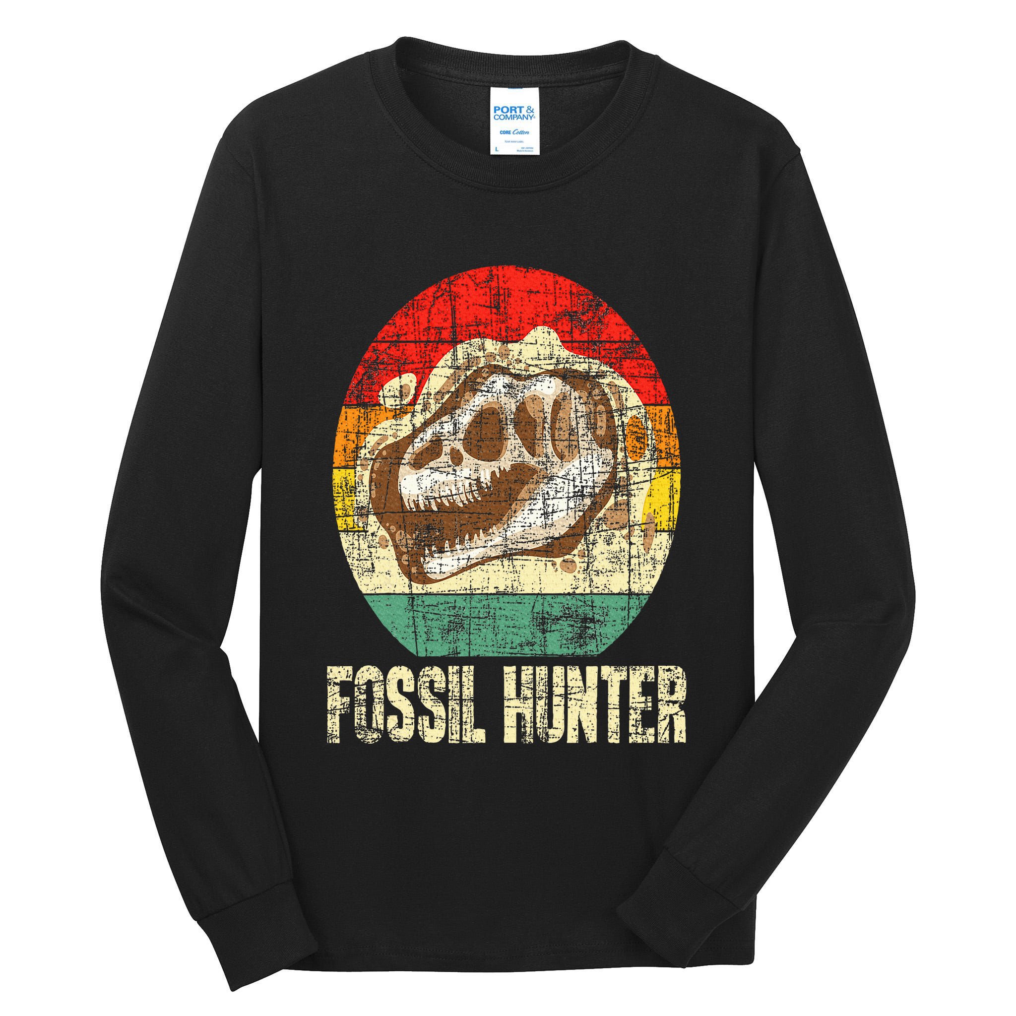 Fossil Hunter Retro Paleontologist Paleontology Tall Long Sleeve T-Shirt