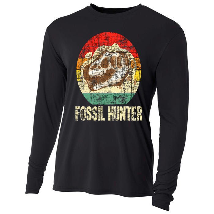 Fossil Hunter Retro Paleontologist Paleontology Cooling Performance Long Sleeve Crew