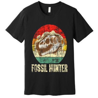 Fossil Hunter Retro Paleontologist Paleontology Premium T-Shirt