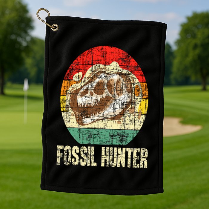 Fossil Hunter Retro Paleontologist Paleontology Golf Towel