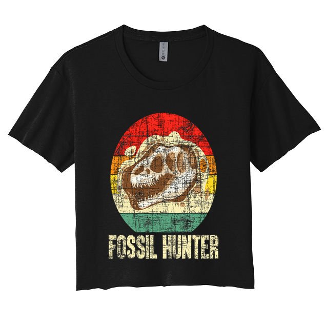 Fossil Hunter Retro Paleontologist Paleontology Crop Top
