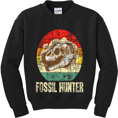 Fossil Hunter Retro Paleontologist Paleontology Kids Sweatshirt