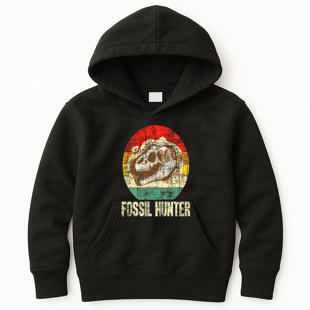 Fossil Hunter Retro Paleontologist Paleontology Kids Hoodie