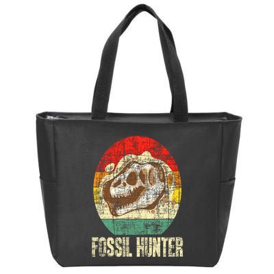 Fossil Hunter Retro Paleontologist Paleontology Zip Tote Bag