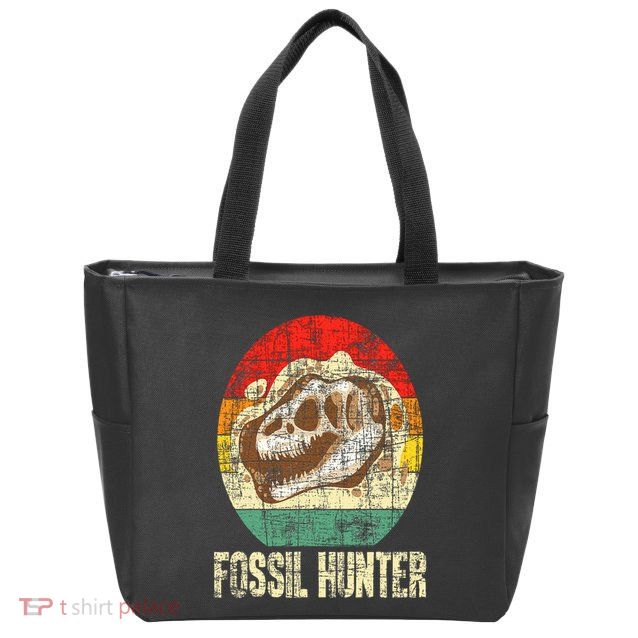 Fossil Hunter Retro Paleontologist Paleontology Zip Tote Bag