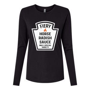 Fiery Horse Radish Sauce Group Condiment Family Matching Womens Cotton Relaxed Long Sleeve T-Shirt