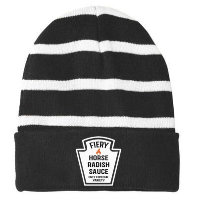 Fiery Horse Radish Sauce Group Condiment Family Matching Striped Beanie with Solid Band