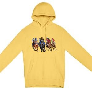 Funny Horse Racing Jockey Racer Derby Rider Race Track Funny Gift Premium Pullover Hoodie