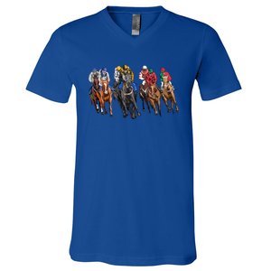 Funny Horse Racing Jockey Racer Derby Rider Race Track Funny Gift V-Neck T-Shirt