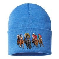 Funny Horse Racing Jockey Racer Derby Rider Race Track Funny Gift Sustainable Knit Beanie