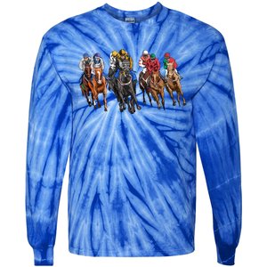 Funny Horse Racing Jockey Racer Derby Rider Race Track Funny Gift Tie-Dye Long Sleeve Shirt