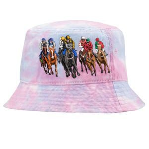 Funny Horse Racing Jockey Racer Derby Rider Race Track Funny Gift Tie-Dyed Bucket Hat