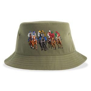 Funny Horse Racing Jockey Racer Derby Rider Race Track Funny Gift Sustainable Bucket Hat