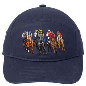 Funny Horse Racing Jockey Racer Derby Rider Race Track Funny Gift 7-Panel Snapback Hat