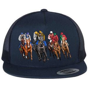 Funny Horse Racing Jockey Racer Derby Rider Race Track Funny Gift Flat Bill Trucker Hat