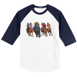 Funny Horse Racing Jockey Racer Derby Rider Race Track Funny Gift Baseball Sleeve Shirt