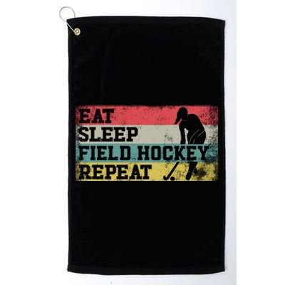 Field Hockey Retro Vintage Eat Sleep Field Hockey Repeat Gift Platinum Collection Golf Towel