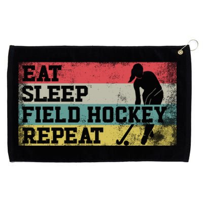 Field Hockey Retro Vintage Eat Sleep Field Hockey Repeat Gift Grommeted Golf Towel