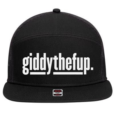 Funny Horse Racing Vintage Giddythefup Ky Derby Horse 7 Panel Mesh Trucker Snapback Hat