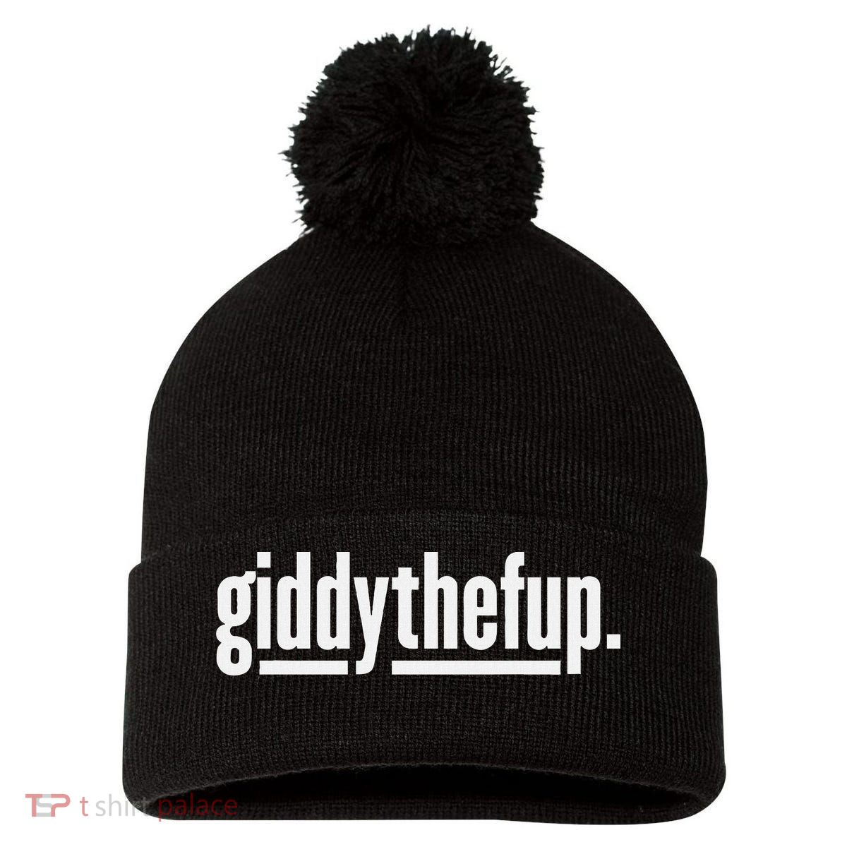 Funny Horse Racing Vintage Giddythefup Ky Derby Horse Pom Pom 12in Knit Beanie