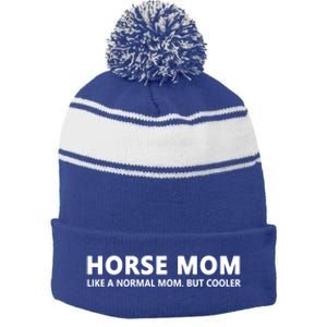 Funny Horseback Riding Mom Horse Mom Gift Stripe Pom Pom Beanie