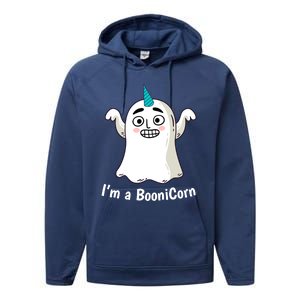 Funny Halloween: Relaxed Boonicorn Unicorn Ghost Gift Performance Fleece Hoodie