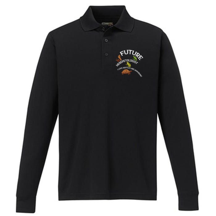 Future Herpetologist Reptiles And Amphibians Biology Insects Performance Long Sleeve Polo