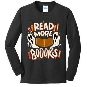 Funny Halloween Reading Quote READ MORE BOOKS Pun Teacher Kids Long Sleeve Shirt