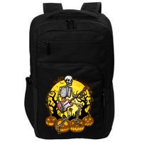 Funny Halloween Rocker Skeleton Rock With Electric Guitar Impact Tech Backpack