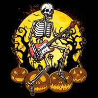 Funny Halloween Rocker Skeleton Rock With Electric Guitar Impact Tech Backpack