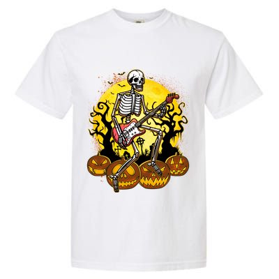 Funny Halloween Rocker Skeleton Rock With Electric Guitar Garment-Dyed Heavyweight T-Shirt