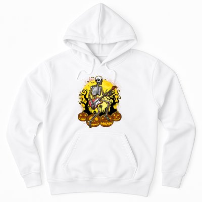 Funny Halloween Rocker Skeleton Rock With Electric Guitar Hoodie