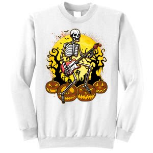 Funny Halloween Rocker Skeleton Rock With Electric Guitar Sweatshirt