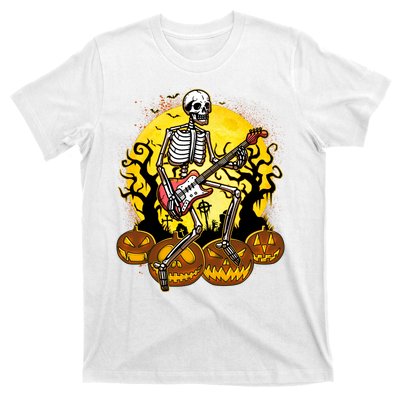 Funny Halloween Rocker Skeleton Rock With Electric Guitar T-Shirt